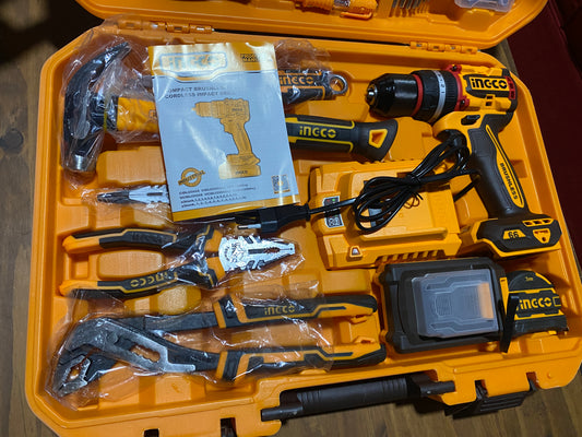 Kit INGCO P20S 166 Piezas + Taladro Percutor Brushless 20V 66Nm | VENTARO